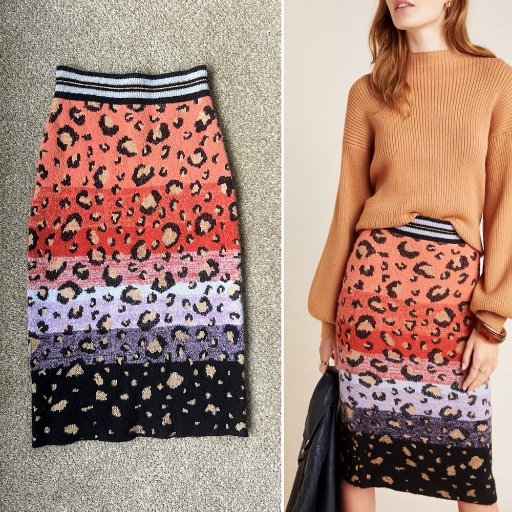 Maeve Multicolor Leopard-Print Pencil Skirt - Coral, Lavender, Black